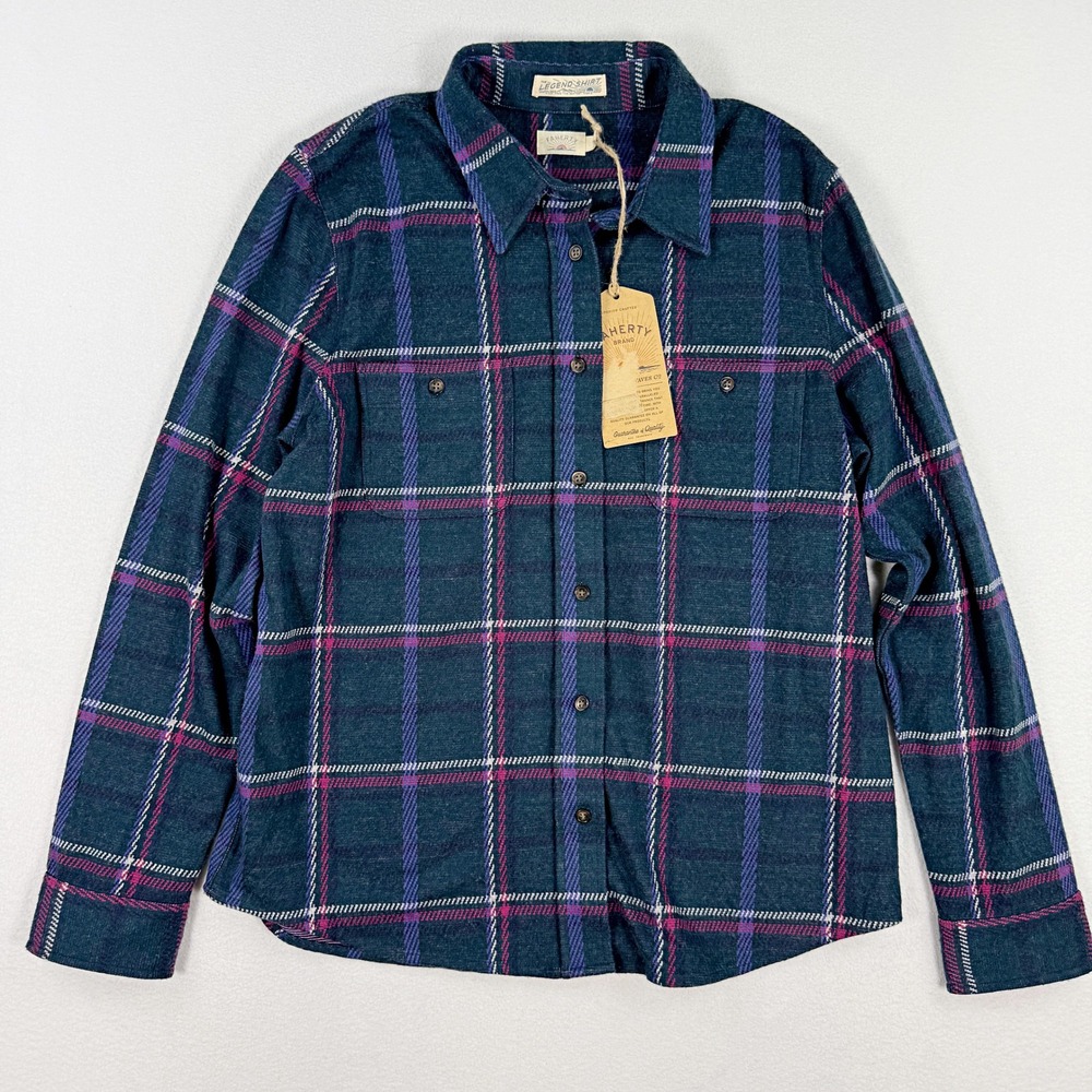 Faherty Legend Sweater Shirt Size L Womens Northern Lights Plaid NEW